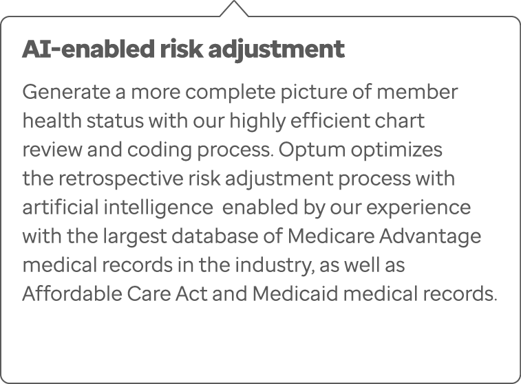 AI-enabled risk adjustment Generate a more complete picture of member health status with our highly efficient chart r...