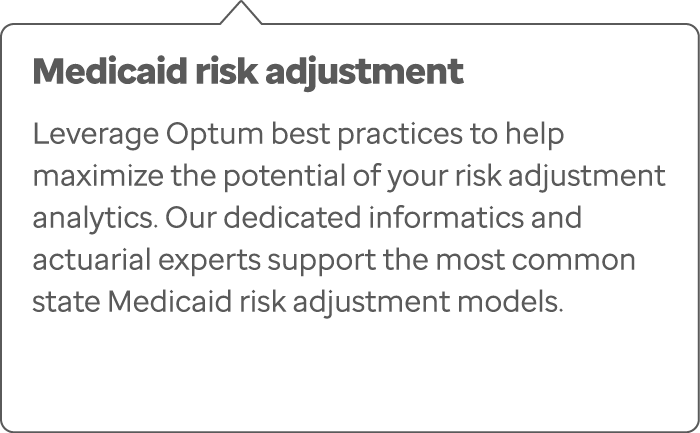 Medicaid risk adjustment Leverage Optum best practices to help maximize the potential of your risk adjustment analyti...