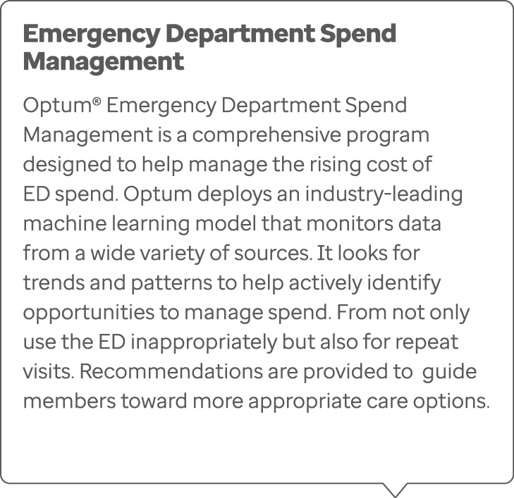 Emergency Department Spend Management Optum® Emergency Department Spend Management is a comprehensive program designe...